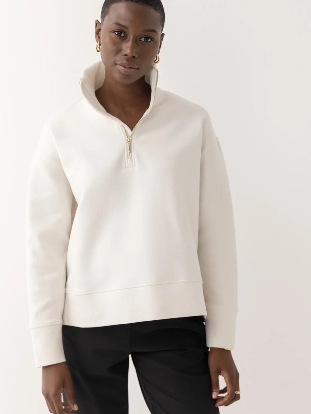 Women's Cream Half-Zip Pullover Sweater